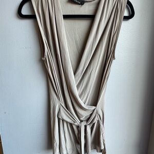 The Limited Gray Wrap Blouse with Tie Front